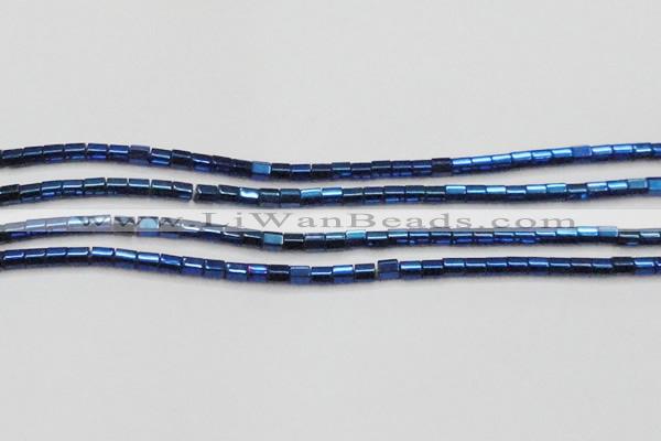 CHE892 15.5 inches 2*2mm faceted tube plated hematite beads wholesale