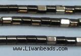 CHE897 15.5 inches 3*3mm faceted tube plated hematite beads wholesale