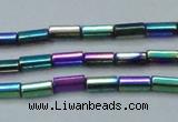 CHE910 15.5 inches 2*4mm faceted tube plated hematite beads wholesale