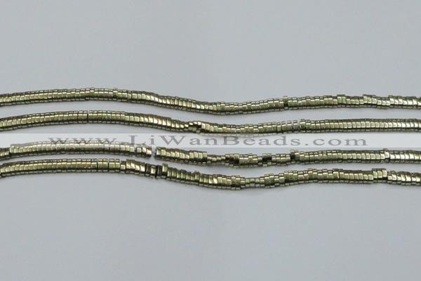 CHE930 15.5 inches 1*2*3mm oval plated hematite beads wholesale