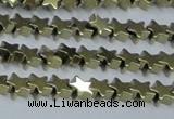 CHE937 15.5 inches 4mm star plated hematite beads wholesale