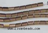 CHE955 15.5 inches 2*4mm cuboid plated hematite beads wholesale