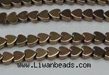 CHE993 15.5 inches 4*4mm heart plated hematite beads wholesale