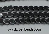 CHE998 15.5 inches 6*6mm heart hematite beads wholesale