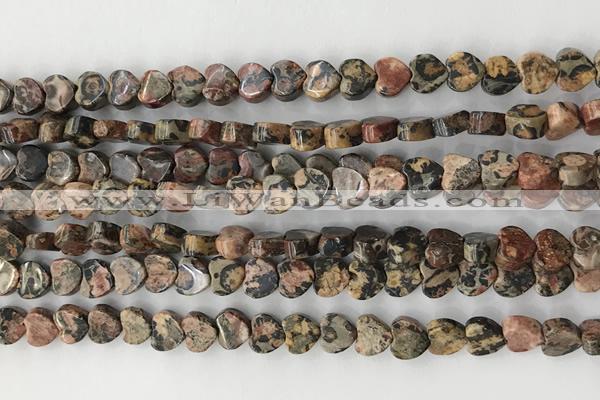 CHG108 15.5 inches 6mm flat heart leopardskin jasper beads wholesale