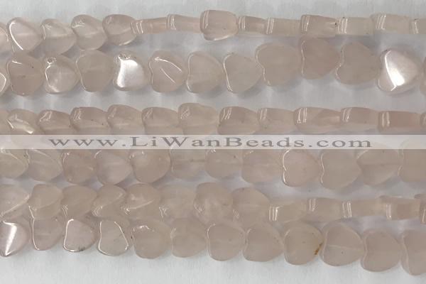 CHG123 15.5 inches 8mm flat heart rose quartz beads wholesale