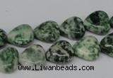 CHG38 15.5 inches 12*12mm heart green spot jasper beads wholesale