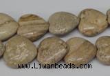 CHG41 15.5 inches 14*14mm heart picture jasper beads wholesale