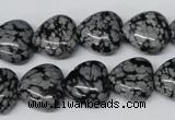 CHG50 15.5 inches 14*14mm heart snowflake obsidian beads wholesale