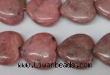 CHG71 15.5 inches 18*18mm heart rhodochrosite beads wholesale