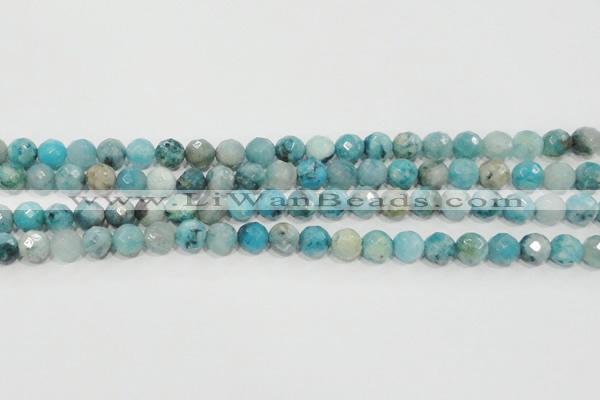 CHM213 15.5 inches 10mm faceted round blue hemimorphite beads