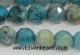 CHM215 15.5 inches 14mm faceted round blue hemimorphite beads