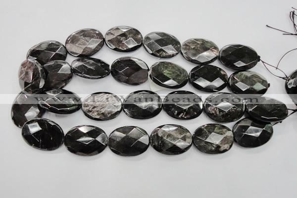 CHS16 15.5 inches 22*30mm faceted oval natural hypersthene beads