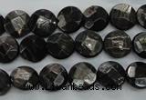 CHS17 15.5 inches 10mm faceted coin natural hypersthene beads