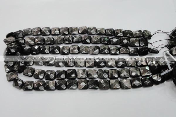 CHS26 15.5 inches 12*12mm faceted square natural hypersthene beads