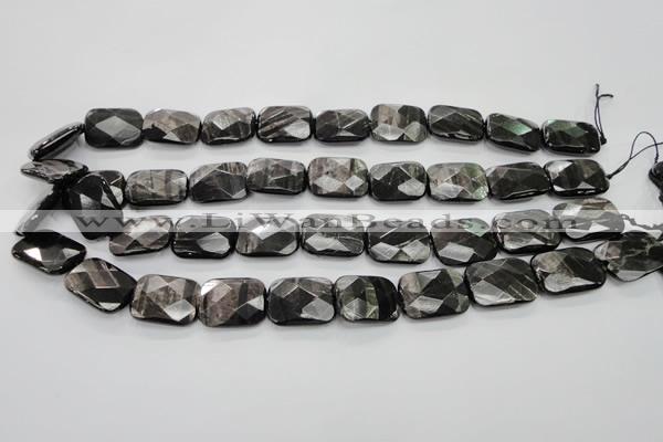 CHS38 15.5 inches 15*20mm faceted rectangle natural hypersthene beads