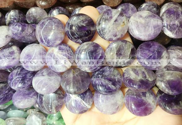 CIBS03 15 inches 20mm coin amethyst gemstone beads wholesale