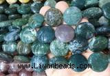 CIBS07 15 inches 20mm coin moss agate gemstone beads wholesale