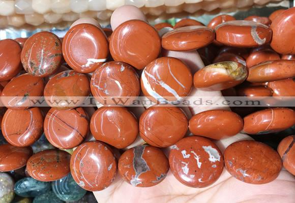 CIBS08 15 inches 20mm coin red jasper gemstone beads wholesale