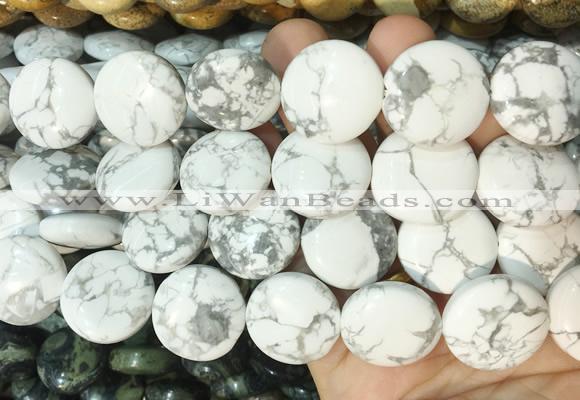 CIBS09 15 inches 20mm coin white howlite gemstone beads wholesale