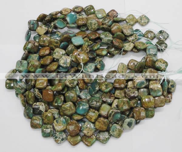 CIJ23 15.5 inches 16*16mm diamond impression jasper beads wholesale