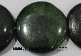 CIS18 15.5 inches 35mm flat round green iron stone beads wholesale