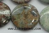 CJA08 15.5 inches 30mm coin green jasper beads wholesale