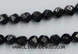 CJB06 16 inches 8mm faceted round natural jet gemstone beads wholesale