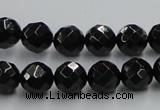 CJB07 16 inches 10mm faceted round natural jet gemstone beads wholesale