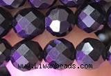 CJB201 15.5 inches 6mm faceted round jet beads wholesale