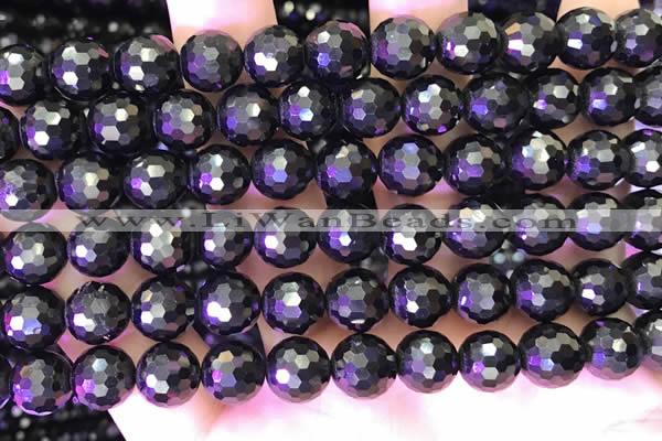 CJB202 15.5 inches 8mm faceted round jet beads wholesale