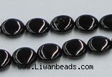 CJB21 16 inches 12mm flat round natural jet gemstone beads wholesale