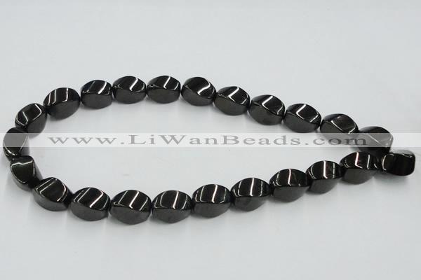 CJB36 16 inches 12*18mm twisted rice natural jet gemstone beads