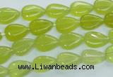 CKA112 15.5 inches 8*12mm flat teardrop Korean jade gemstone beads