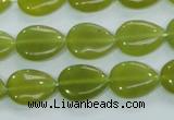 CKA113 15.5 inches 12*16mm flat teardrop Korean jade gemstone beads