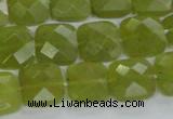 CKA116 15.5 inches 14*14mm faceted square Korean jade beads