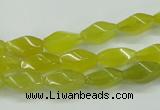 CKA21 15.5 inches 6*12mm twisted rice Korean jade gemstone beads