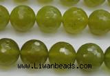 CKA220 15.5 inches 14mm faceted round Korean jade gemstone beads