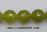 CKA221 15.5 inches 16mm faceted round Korean jade gemstone beads