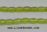 CKA225 15.5 inches 6*8mm faceted rice Korean jade gemstone beads