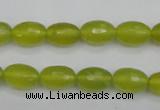 CKA226 15.5 inches 8*12mm faceted rice Korean jade gemstone beads