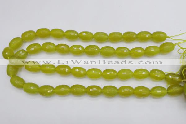 CKA227 15.5 inches 12*16mm faceted rice Korean jade gemstone beads