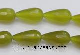 CKA229 15.5 inches 10*20mm faceted teardrop Korean jade gemstone beads