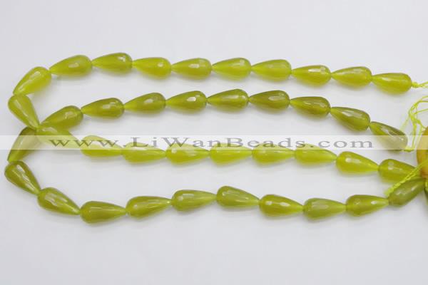 CKA229 15.5 inches 10*20mm faceted teardrop Korean jade gemstone beads