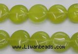 CKA237 15.5 inches 14mm flat round Korean jade gemstone beads