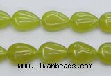 CKA255 15.5 inches 10*14mm flat teardrop Korean jade gemstone beads