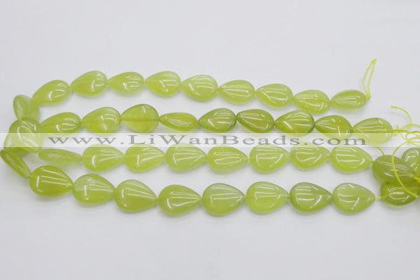 CKA257 15.5 inches 15*20mm flat teardrop Korean jade gemstone beads