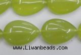 CKA258 15.5 inches 18*25mm flat teardrop Korean jade gemstone beads