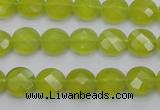 CKA265 15.5 inches 10mm faceted coin Korean jade gemstone beads