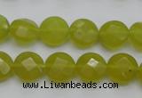 CKA266 15.5 inches 12mm faceted coin Korean jade gemstone beads